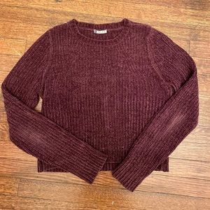 Maroon Cropped Crewneck Sweater